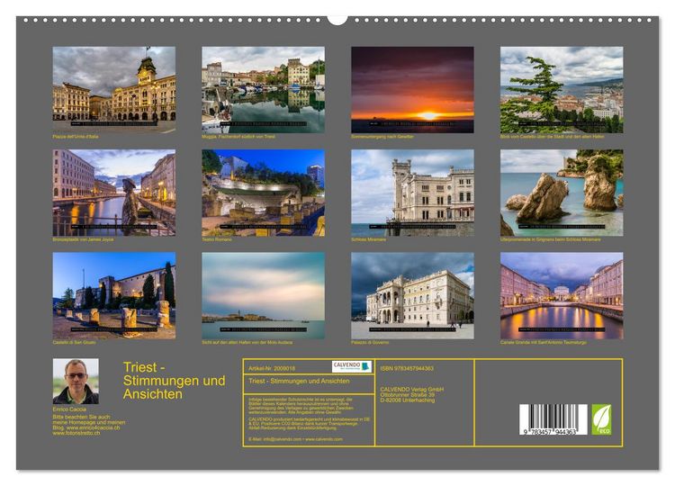Produktbild: Triest - Stimmungen und Ansichten (hochwertiger Premium Wandkalender 2026 DIN A2 quer), Kunstdruck in Hochglanz