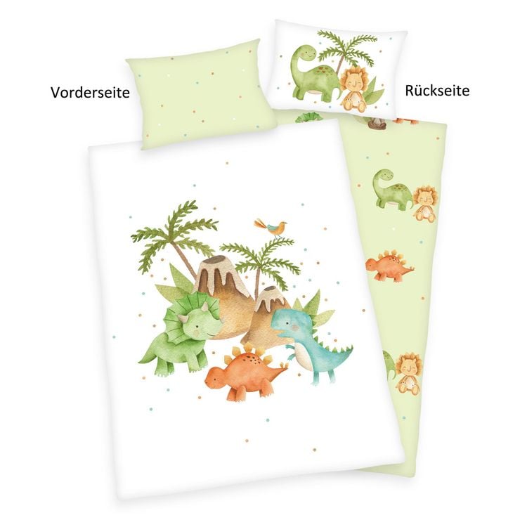 Produktbild: babybest&reg; 2485230063 - Dinos Bettw&auml;sche (Made in Green), 40x60 cm + 100x135 cm, 100% Baumwolle