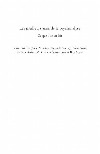 Produktbild: Les meilleurs amis de la psychanalyse - ce que l'on en fait