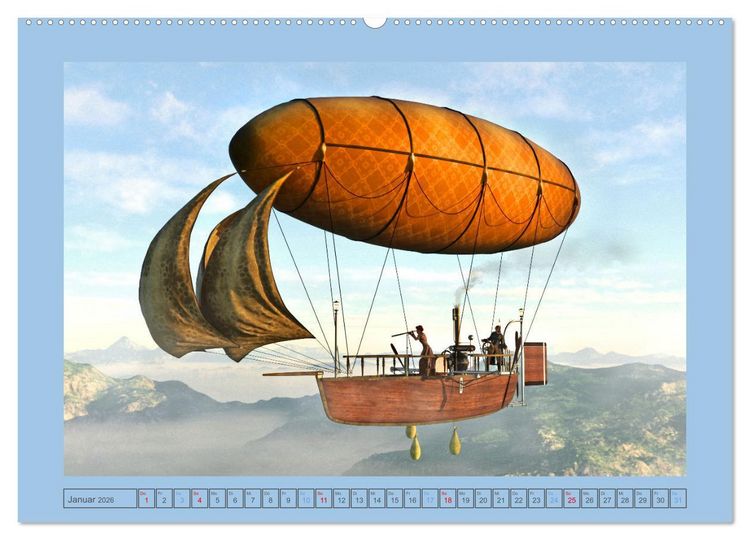 Produktbild: Steampunk Luftschiffe (hochwertiger Premium Wandkalender 2026 DIN A2 quer), Kunstdruck in Hochglanz