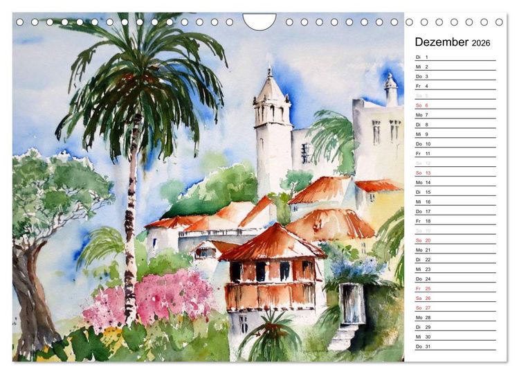 Produktbild: Aquarelle - quer durch Europa (Wandkalender 2026 DIN A4 quer), CALVENDO Monatskalender