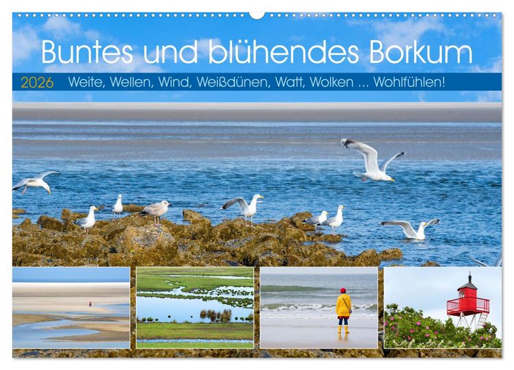 Produktbild: Buntes und bl&uuml;hendes Borkum (Wandkalender 2026 DIN A2 quer), CALVENDO Monatskalender