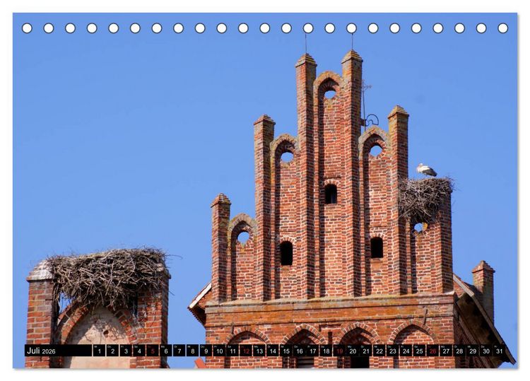 Produktbild: Im Paradies der St&ouml;rche - Dorfkirchen als Storchkirchen in Ostpreu&szlig;en (Tischkalender 2026 DIN A5 quer), CALVENDO Monatskalender