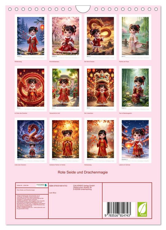 Produktbild: Rote Seide und Drachenmagie (Wandkalender 2027 DIN A4 hoch), CALVENDO Monatskalender