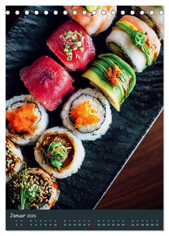 Produktbild: Sushi Kalender - Japanisches Essen f&uuml;r Sushi Liebhaber (Tischkalender 2026 DIN A5 hoch), CALVENDO Monatskalender