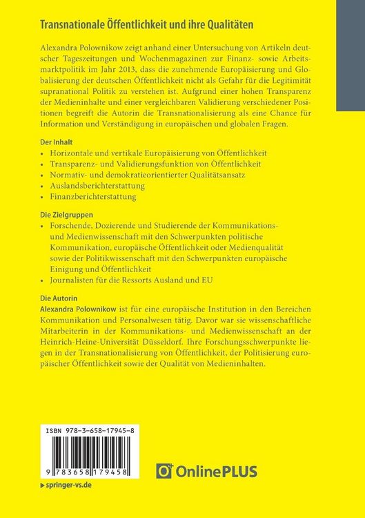 Produktbild: Transnationale &Ouml;ffentlichkeit und ihre Qualit&auml;ten