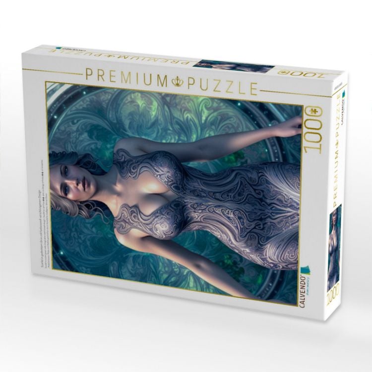Produktbild: CALVENDO Puzzle Scarlet in gedecktem Gr&uuml;n mit fantasievoll verschlungenem Design | 1000 Teile Lege-Gr&ouml;&szlig;e 64x48cm Foto-Puzzle f&uuml;r gl&uuml;ckliche Stunden