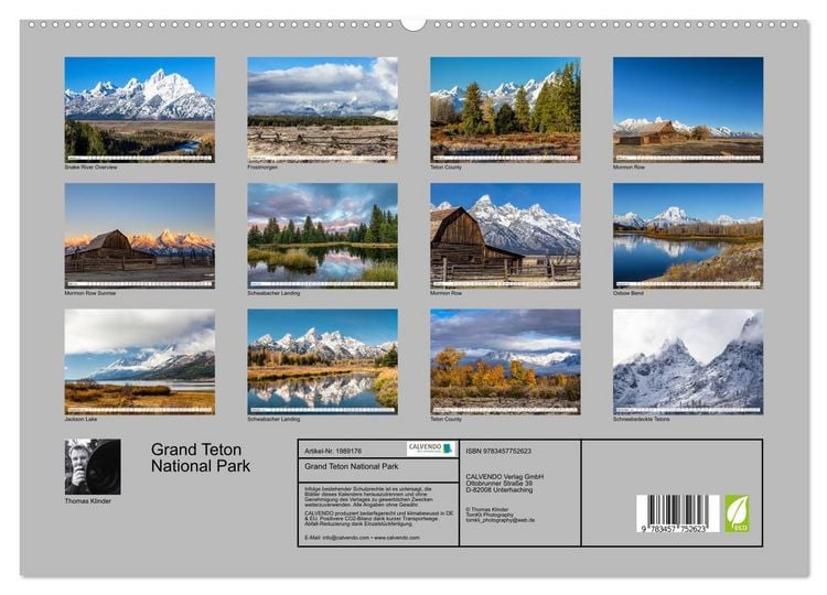 Produktbild: Grand Teton National Park (hochwertiger Premium Wandkalender 2026 DIN A2 quer), Kunstdruck in Hochglanz