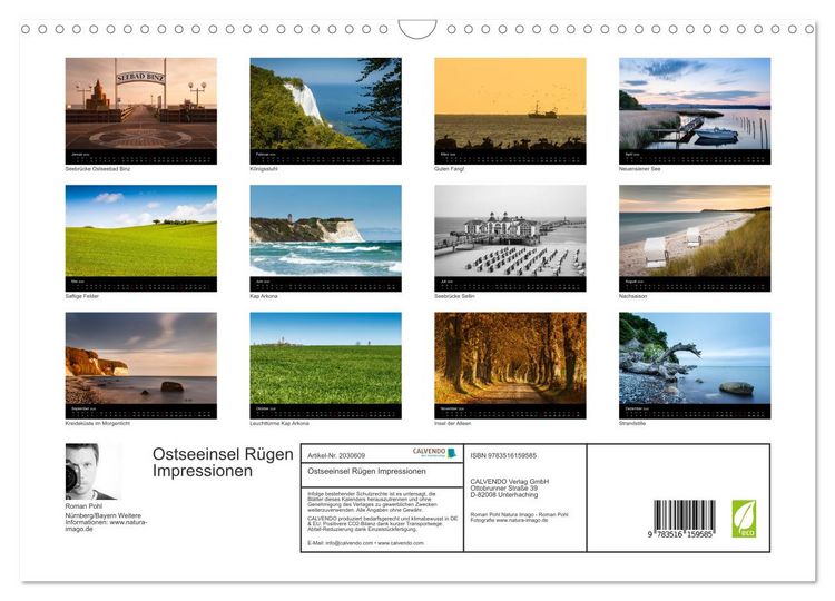 Produktbild: Ostseeinsel R&uuml;gen Impressionen (Wandkalender 2026 DIN A3 quer), CALVENDO Monatskalender