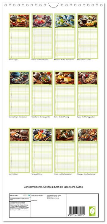 Produktbild: Familienplaner 2027 - Genussmomente. Streifzug durch die japanische K&uuml;che mit 5 Spalten (Wandkalender, 21 x 45 cm) CALVENDO
