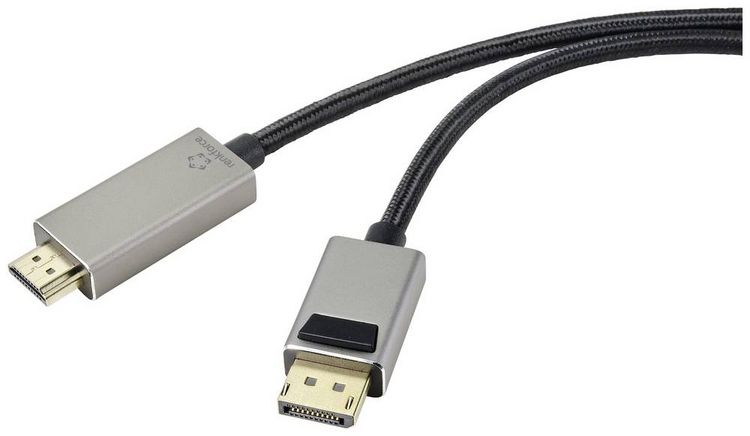 Produktbild: Renkforce DisplayPort / HDMI Verbindungskabel DisplayPort Stecker, HDMI-A Stecker 2.00m Schwarz UHD 8K @ 60 Hz, UHD 4K @ 120Hz