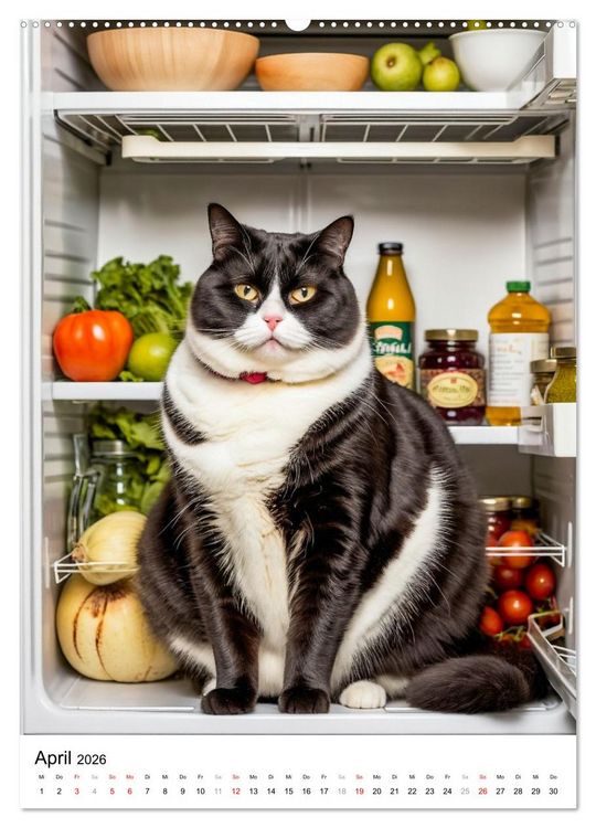Produktbild: FETTE KATZEN - Foodporn auf vier Pfoten (Wandkalender 2026 DIN A2 hoch), CALVENDO Monatskalender