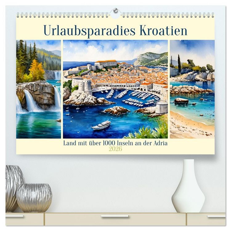 Produktbild: Urlaubsparadies Kroatien (hochwertiger Premium Wandkalender 2026 DIN A2 quer), Kunstdruck in Hochglanz
