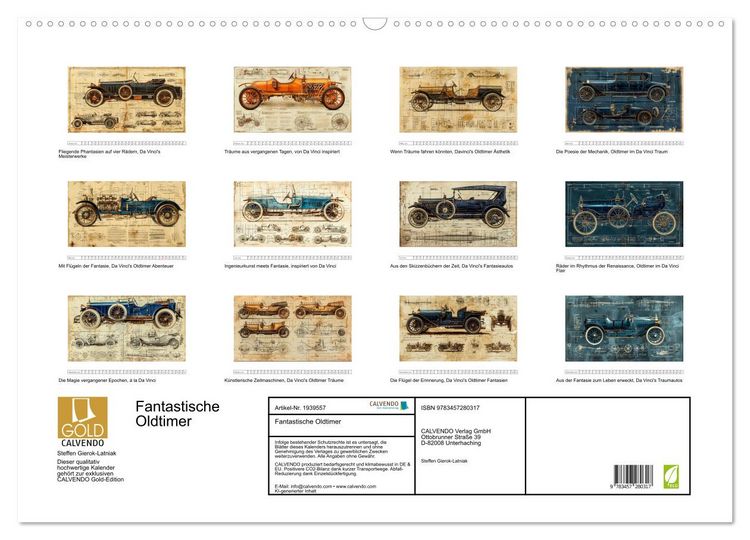 Produktbild: Fantastische Oldtimer (Wandkalender 2026 DIN A2 quer), CALVENDO Monatskalender
