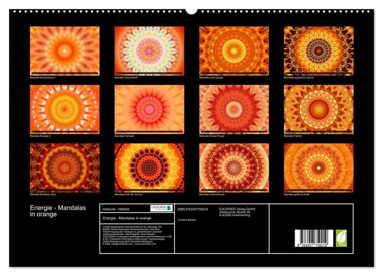 Produktbild: Energie - Mandalas in orange (hochwertiger Premium Wandkalender 2026 DIN A2 quer), Kunstdruck in Hochglanz
