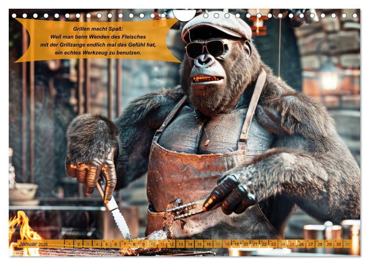 Produktbild: Tierisch lustige Grillmeister (Wandkalender 2026 DIN A4 quer), CALVENDO Monatskalender