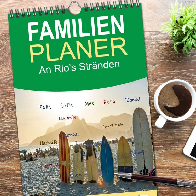 Produktbild: Familienplaner 2026 - An Rio's Str&auml;nden mit 5 Spalten (Wandkalender, 21 x 45 cm) CALVENDO