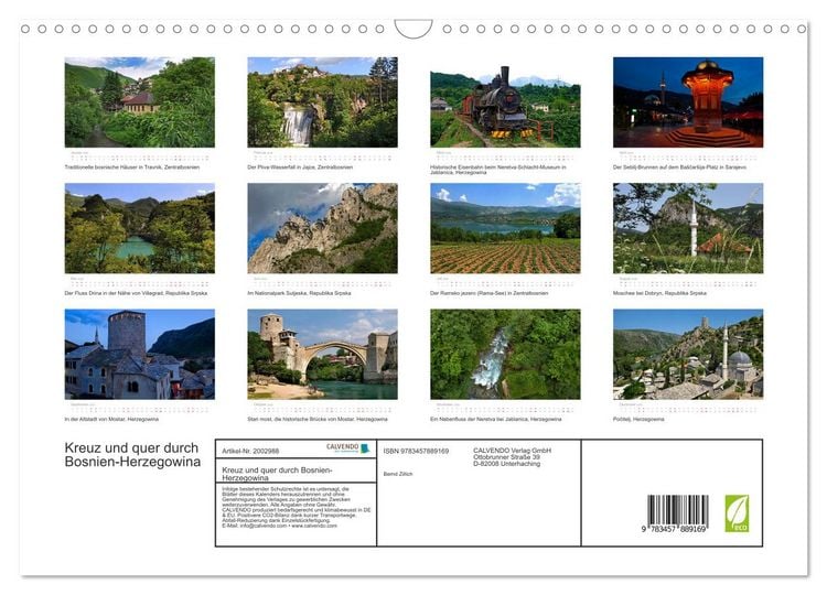 Produktbild: Kreuz und quer durch Bosnien-Herzegowina (Wandkalender 2026 DIN A3 quer), CALVENDO Monatskalender