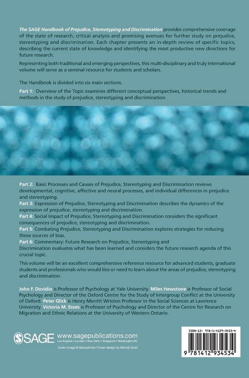 Produktbild: The SAGE Handbook of Prejudice, Stereotyping and Discrimination