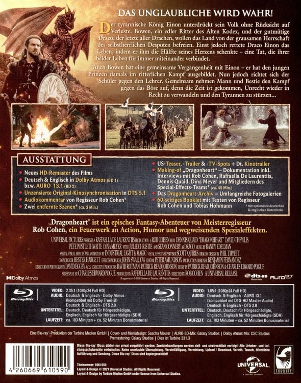 Produktbild: Dragonheart - Special Edition (Doppel-Blu-ray mit Dolby Atmos + Auro-3D) [2 BRs]