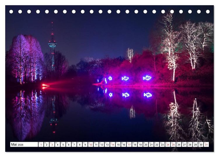Produktbild: Mannheim bei Nacht - Impressionen aus der Quadratestadt (Tischkalender 2026 DIN A5 quer), CALVENDO Monatskalender