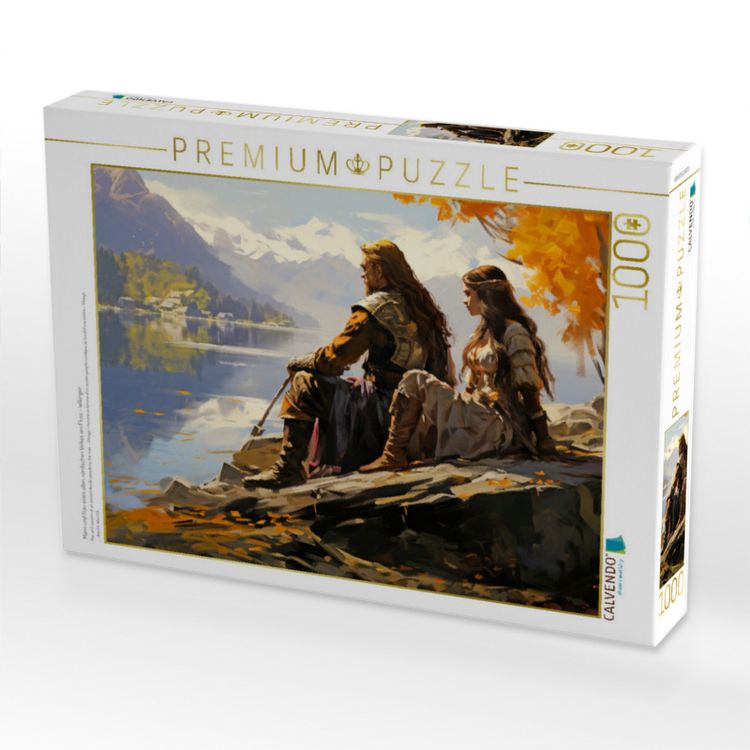 Produktbild: CALVENDO Puzzle Mann und Frau eines alten nordischen Volkes am Fluss - Wikinger | 1000 Teile Lege-Gr&ouml;&szlig;e 64x48cm Foto-Puzzle f&uuml;r gl&uuml;ckliche Stunden