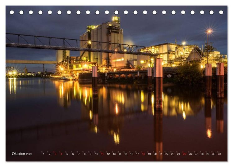 Produktbild: Mannheim 2026 - wenn es Nacht wird im Hafen (Tischkalender 2026 DIN A5 quer), CALVENDO Monatskalender