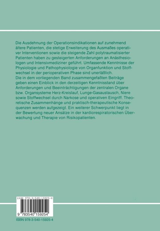 Produktbild: Organfunktion und Stoffwechsel in der perioperativen Phase