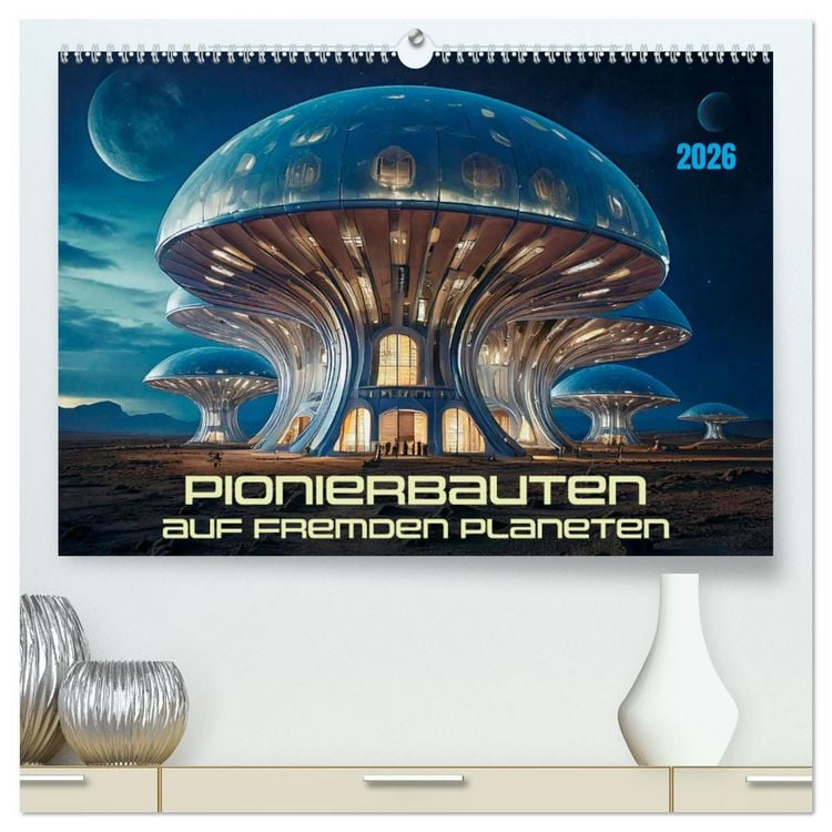 Produktbild: Pionierbauten auf fremden Planeten (hochwertiger Premium Wandkalender 2026 DIN A2 quer), Kunstdruck in Hochglanz