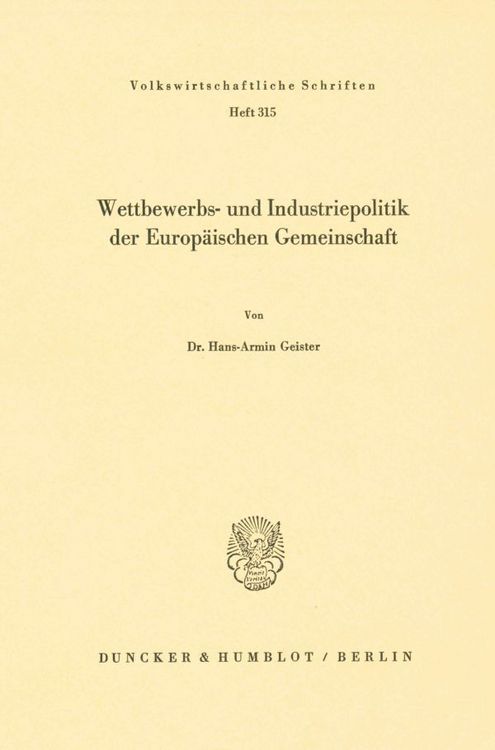 Produktbild: Wettbewerbs- und Industriepolitik der Europ&auml;ischen Gemeinschaft.