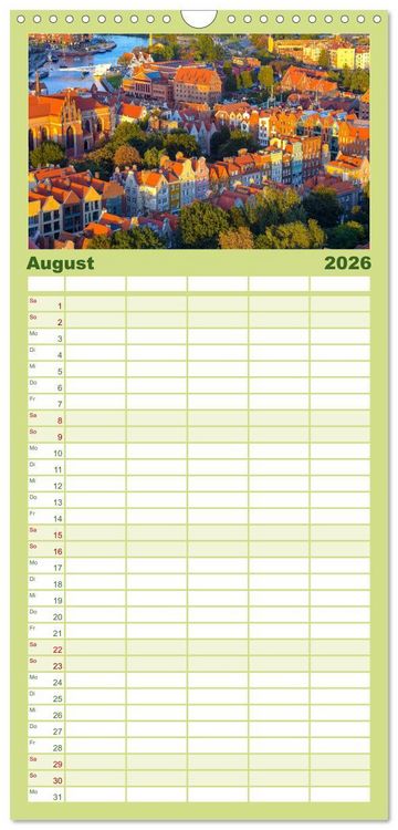 Produktbild: Familienplaner 2026 - Danzig - Die goldene Stadt an der Ostsee. mit 5 Spalten (Wandkalender, 21 x 45 cm) CALVENDO