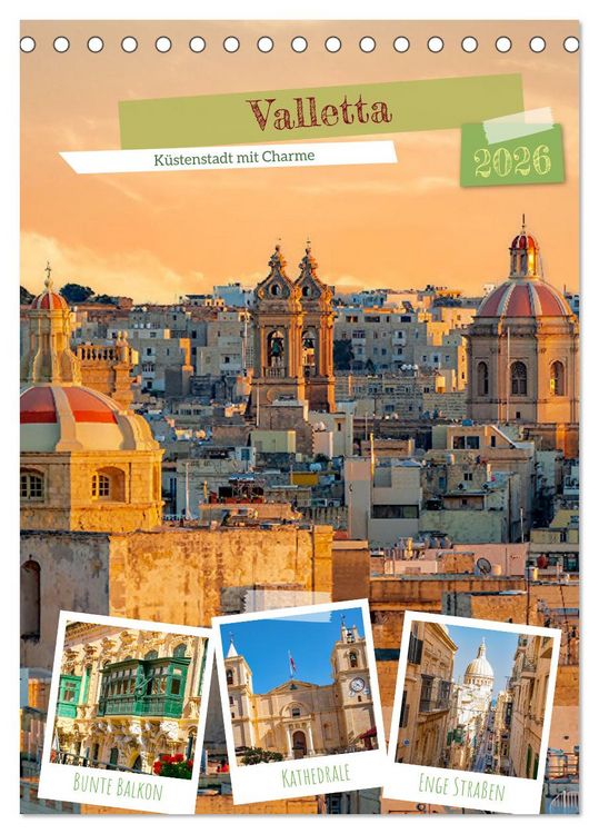 Produktbild: Valletta - K&uuml;stenstadt mit Charme (Tischkalender 2026 DIN A5 hoch), CALVENDO Monatskalender