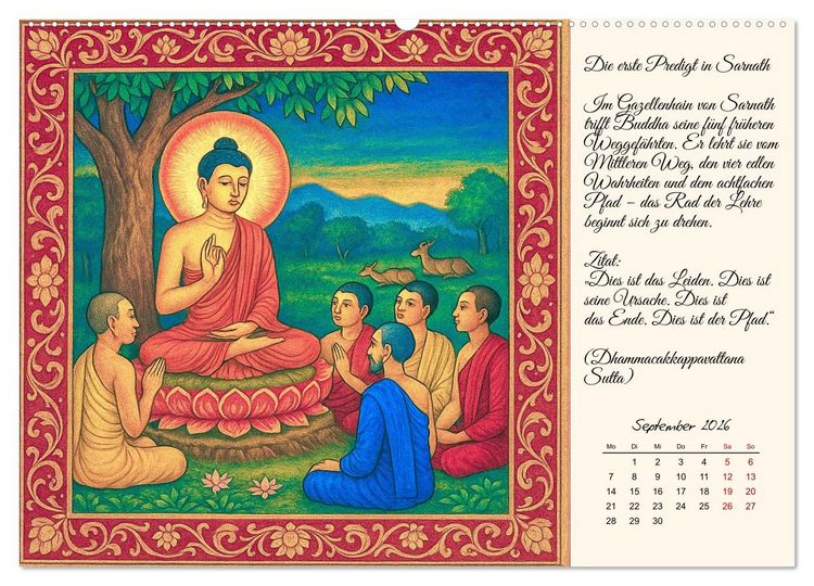 Produktbild: Siddhartas Pfad zum Buddha (hochwertiger Premium Wandkalender 2026 DIN A2 quer), Kunstdruck in Hochglanz