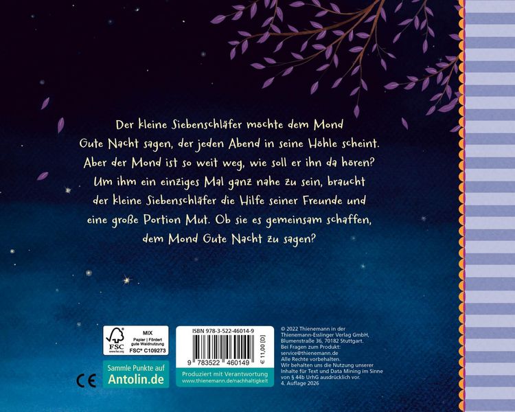 Produktbild: Der kleine Siebenschl&auml;fer 6: Die Geschichte vom kleinen Siebenschl&auml;fer, der dem Mond Gute Nacht sagen wollte