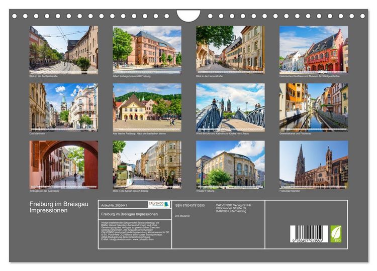 Produktbild: Freiburg im Breisgau Impressionen (Wandkalender 2026 DIN A4 quer), CALVENDO Monatskalender