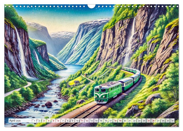 Produktbild: Faszination Eisenbahn - Lokomotiven und Landschaften der Welt (Wandkalender 2026 DIN A3 quer), CALVENDO Monatskalender