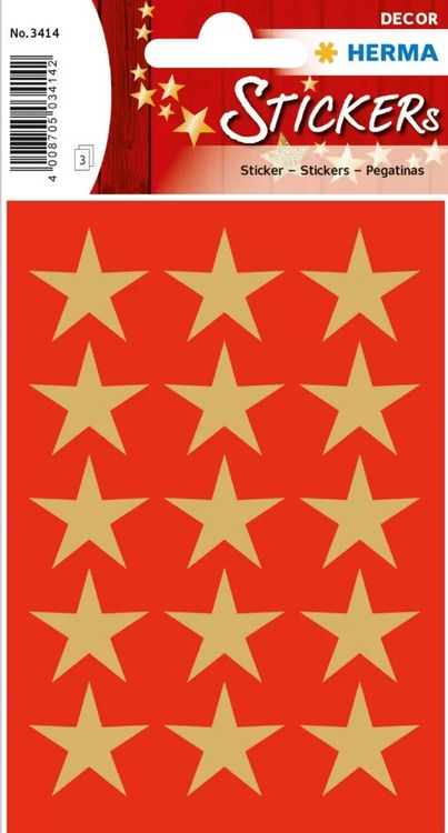 Produktbild: Herma Sticker Sterne Gold 423 St&uuml;ck, Stern Sticker aus Goldpapier f&uuml;r Advent & Weihnachten, verschiedene Gr&ouml;&szlig;en