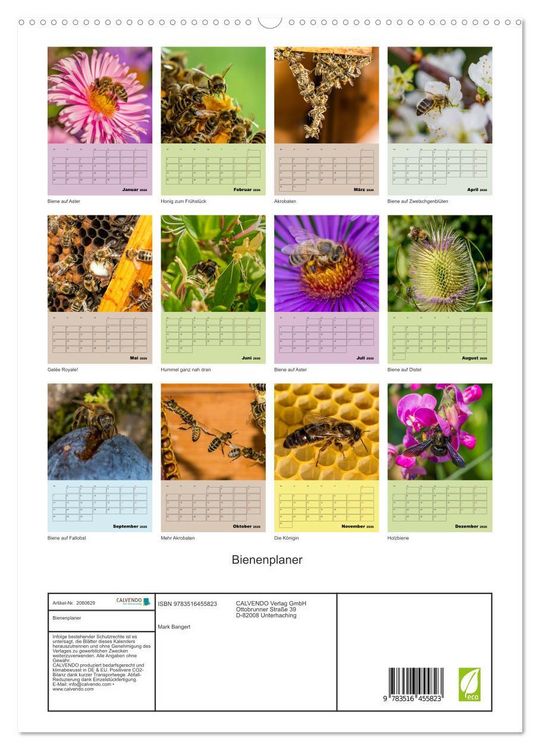 Produktbild: Bienenplaner (hochwertiger Premium Wandkalender 2026 DIN A2 hoch), Kunstdruck in Hochglanz