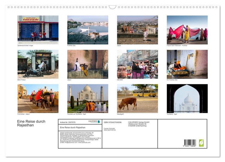 Produktbild: Eine Reise durch Rajasthan (Wandkalender 2026 DIN A2 quer), CALVENDO Monatskalender