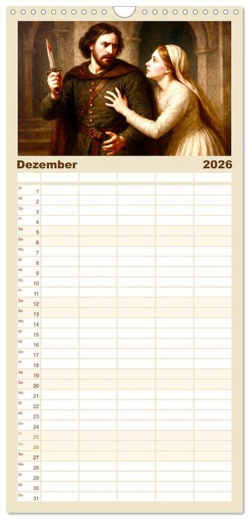 Produktbild: Familienplaner 2026 - William Shakespeare mit 5 Spalten (Wandkalender, 21 x 45 cm) CALVENDO