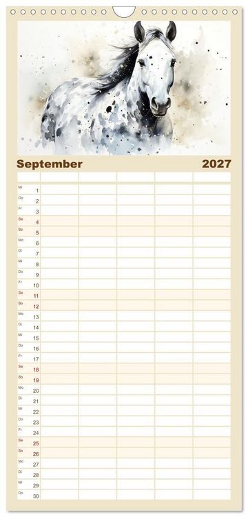 Produktbild: Familienplaner 2027 - Kraftpakete in Aquarell mit 5 Spalten (Wandkalender, 21 x 45 cm) CALVENDO