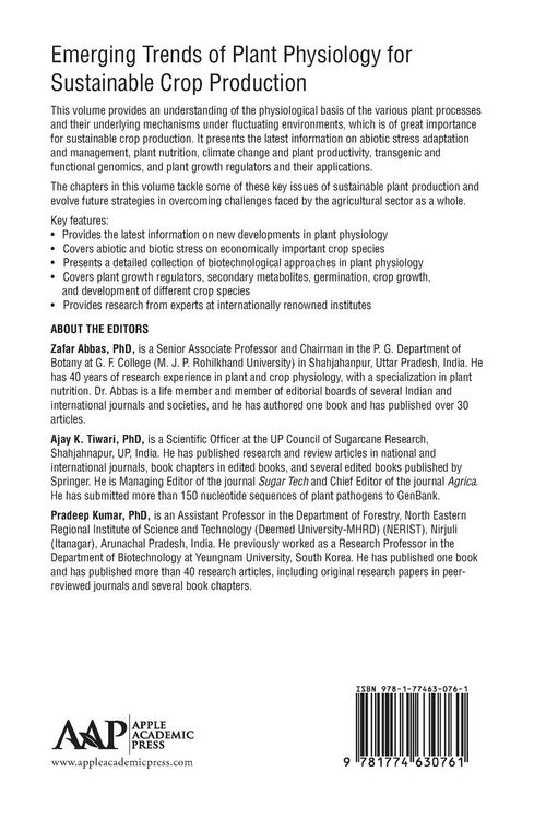 Produktbild: Emerging Trends of Plant Physiology for Sustainable Crop Production