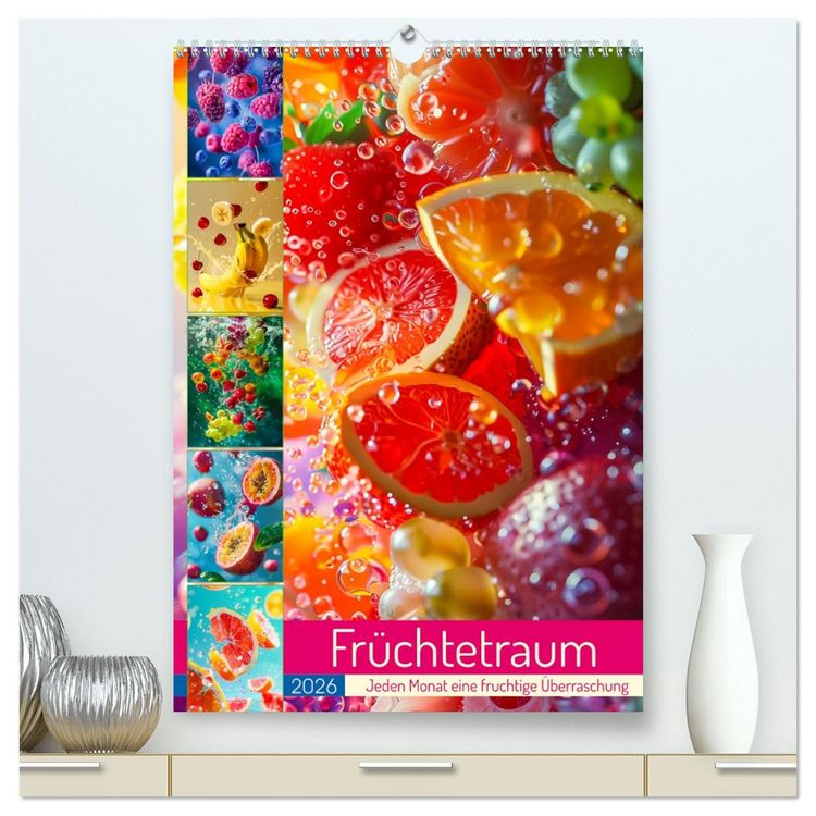 Produktbild: Fr&uuml;chtetraum - Jeden Monat eine fruchtige &Uuml;berraschung (hochwertiger Premium Wandkalender 2026 DIN A2 hoch), Kunstdruck in Hochglanz