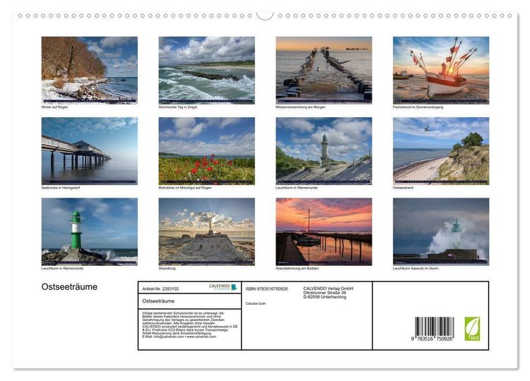 Produktbild: Ostseetr&auml;ume (hochwertiger Premium Wandkalender 2027 DIN A2 quer), Kunstdruck in Hochglanz