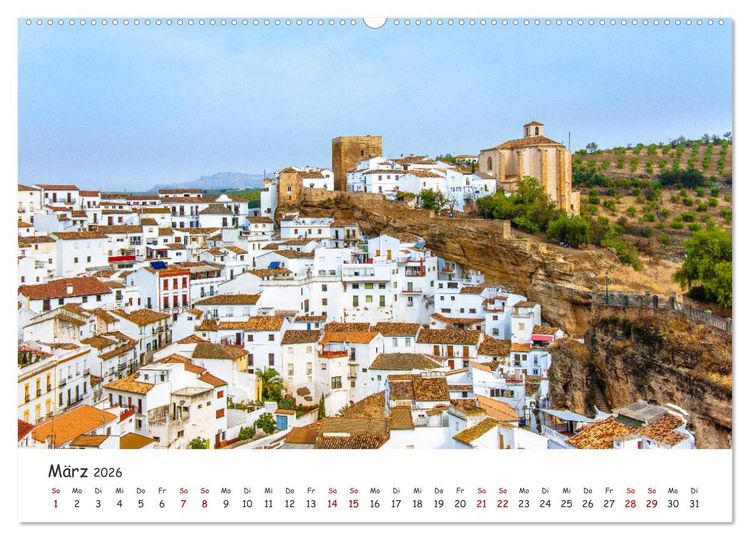 Produktbild: Andalusien - Wei&szlig;e D&ouml;rfer und wilde Natur (hochwertiger Premium Wandkalender 2026 DIN A2 quer), Kunstdruck in Hochglanz