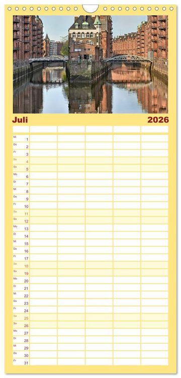 Produktbild: Familienplaner 2026 - Hamburg Stadt an der Alster und Elbe mit 5 Spalten (Wandkalender, 21 x 45 cm) CALVENDO