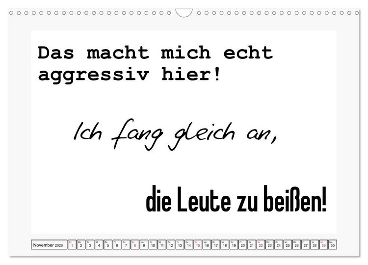 Produktbild: Typo-Kalender f&uuml;r das B&uuml;ro. Sarkasmus und fiese Spr&uuml;che (Wandkalender 2026 DIN A3 quer), CALVENDO Monatskalender