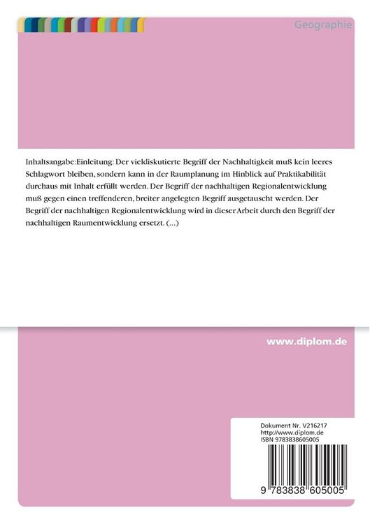 Produktbild: Der Ansatz der nachhaltigen Regionalentwicklung in der Raumplanung