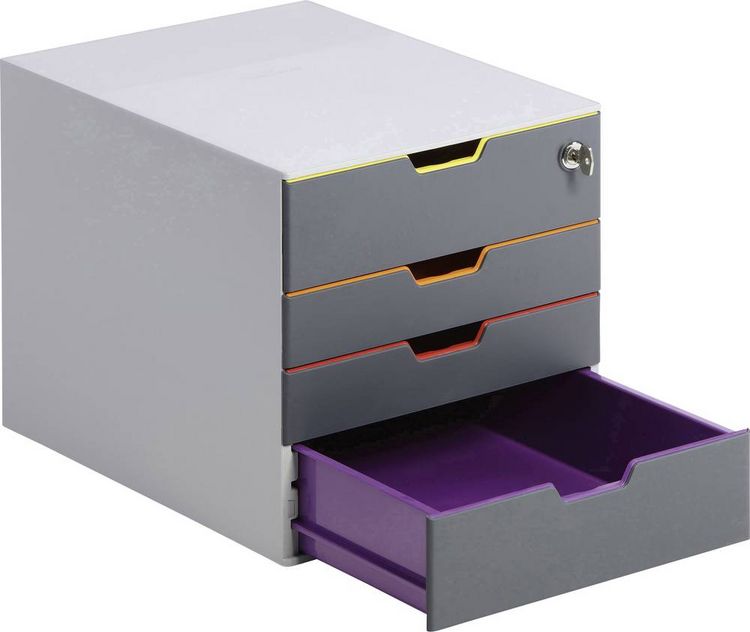 Produktbild: Durable VARICOLOR 4 SAFE - 7606 760627 Schubladenbox Grau DIN A4, DIN C4, Folio, Letter Anzahl der Schubf&auml;cher: 4