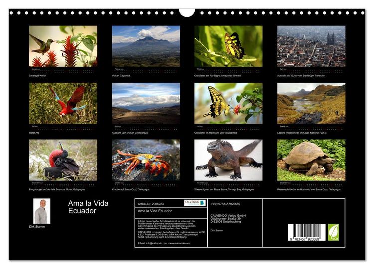 Produktbild: Ama la Vida Ecuador (Wandkalender 2026 DIN A3 quer), CALVENDO Monatskalender